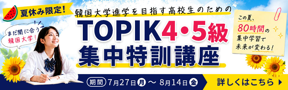 夏休み限定TOPIK集中対策コース